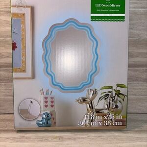 Ashland LED Neon Mirror - Blue and Silver